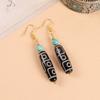 Boucles d'oreilles en agate perle dzi neuf yeux tibétaine design original boucles d'oreilles dent de tigre littéraires rétro boucles d'oreilles chinoises femmes