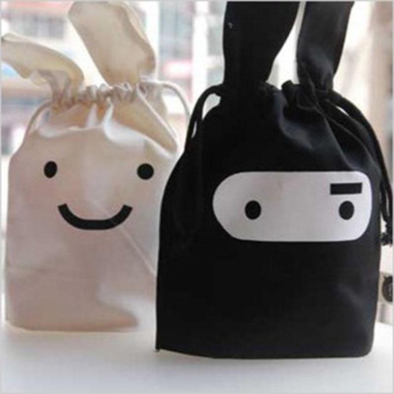 

1Pcs Cute Cartoon Fabric Cotton Travel Drawstring Storage Bags Creative Sorting Sundries Bags Home Storage Tools чёрный