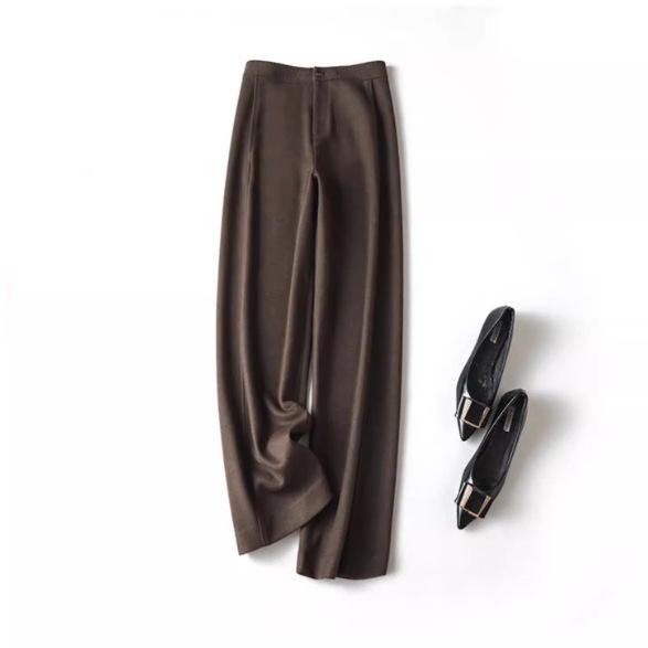 

Women s High-Waist Wool Tweed Trousers - Versatile, Thick, Anti-Wrinkle, Drape, Straight Fit for Autumn/Winter XL