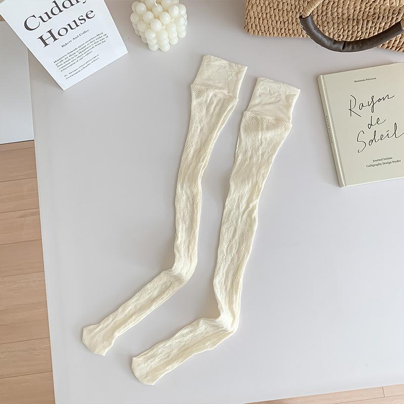 

Knee Socks For Women Do Not Drop The Tube, Summer Ultra-Thin Hollow Lace Stockings, Solid Color Big Flower Japanese Jk Socks Wholesale One size fits all