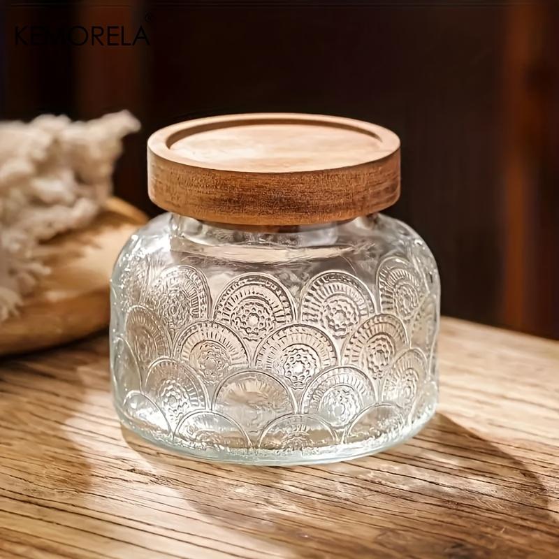 1/3 stk Retro Glasskrukker med Eplemønster, Forseglede Oppbevaringskrukker med Stor Kapasitet for Tørket Frukt, Snacks og Godteri, Gjenbrukbare