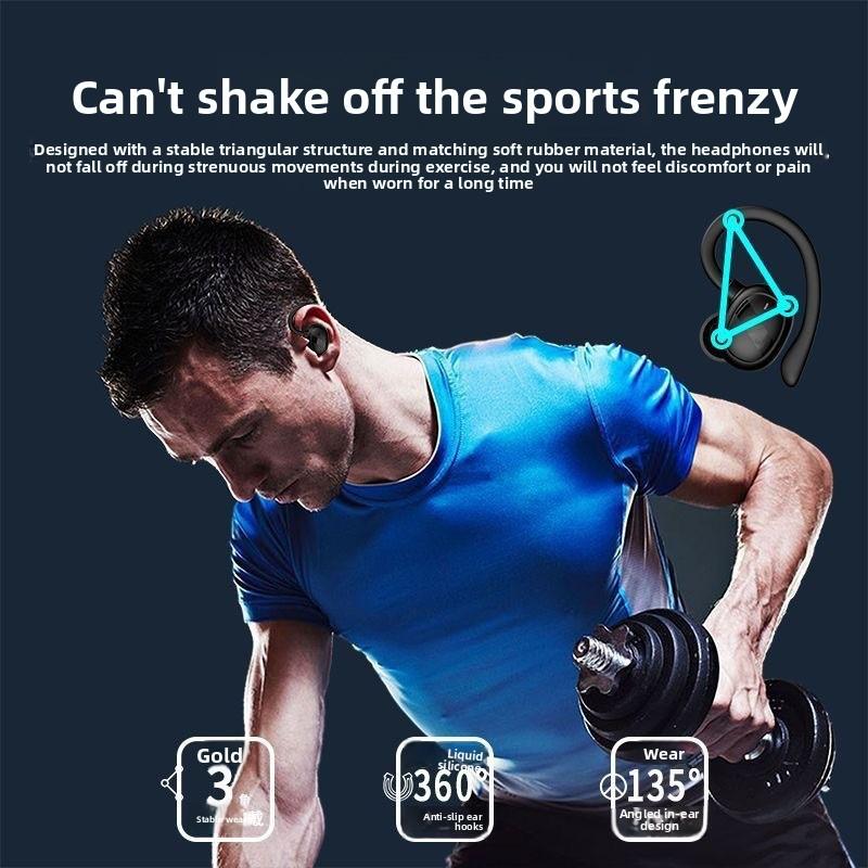 Digital Display Single Left Ear Hanging Bluetooth Headphones Ultra-long Battery Life, Button Version OWS, Non-in-ear Conduction, Wireless Sports