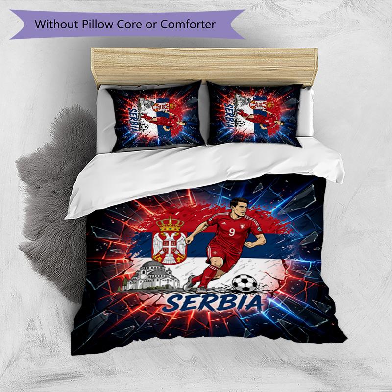 Serbia Printed Bedding 3 Piece Set Cozy Breathable Bed Cover Set as Housewarming Holiday Gift