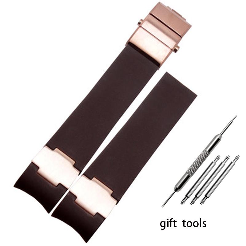 Rubber wristwatch strap silicone wristwatch strap with Ulysse Nardin blue black brown 25 * 12mm  men  tools watchband 22-20mm
