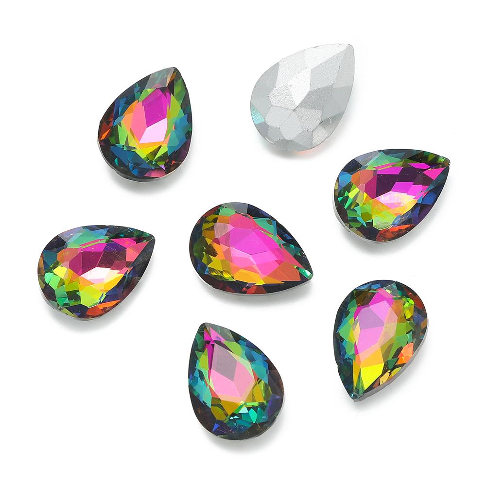 10 Stück/Los Tropfenförmige Glasperle Kristall Edelstein Spitze Rückseite Tropfenform Strasssteine Aufkleber Strassstein Für DIY Schmuckzubehör