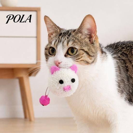 Soft Cat Toy Mouse Plush Ball, Fluffy Ball with Bell, Kitten Bell Teething for Indoor Cats Boredom Relief Interactive Play Macaron Color