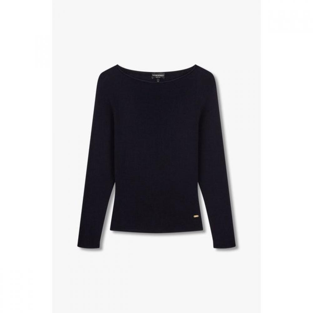 Emporio Armani Women Cotton Boat Neck Long Sleeve Knit A525128526 M