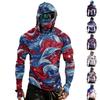Men's Casual Raglan Sleeve Hooded Long Sleeve Sun Protection Shirt with Graphic Print Suitable for Outdoor Activities and Daily Wear
