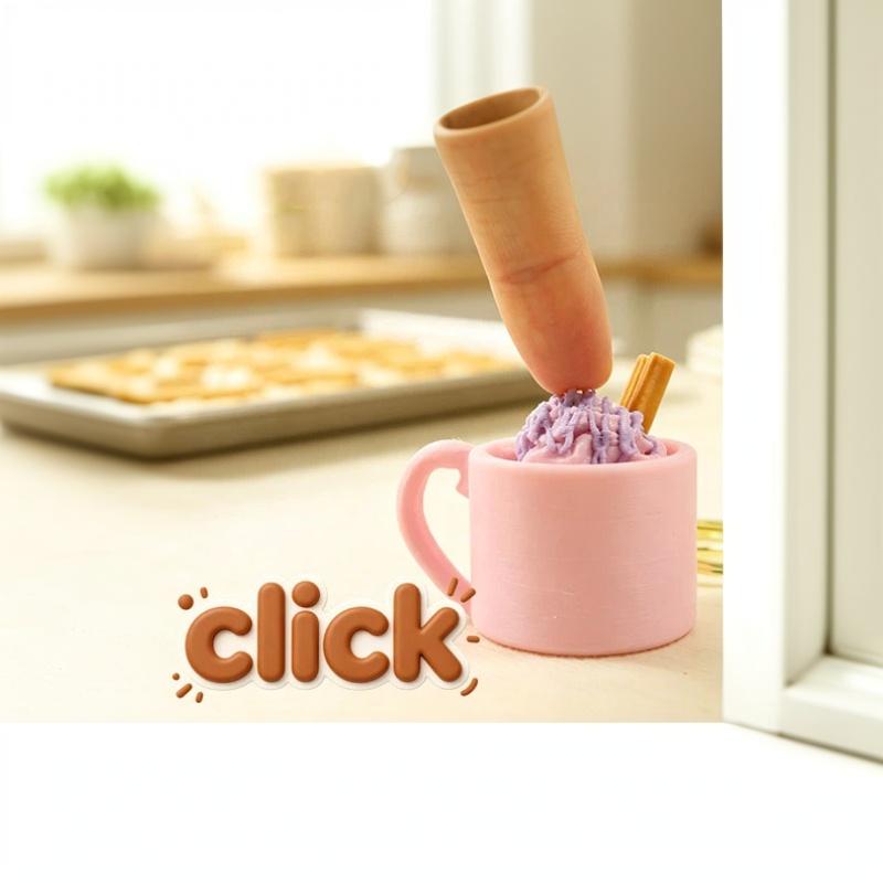 Sundae Ice Cream Mug Keycap Clicker Keychain 3D Printed Cute Fidget Toy Small Christmas Gift for Kids Teens