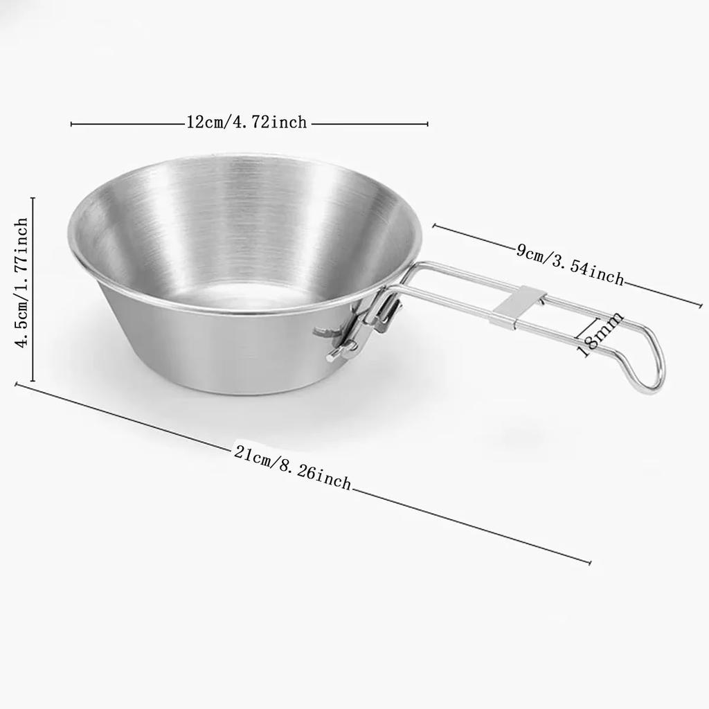 1PC - Outdoor Stainless Steel Snow Bowl Camping Utensil Set Portable And Foldable Picnic Barbecue Bowl