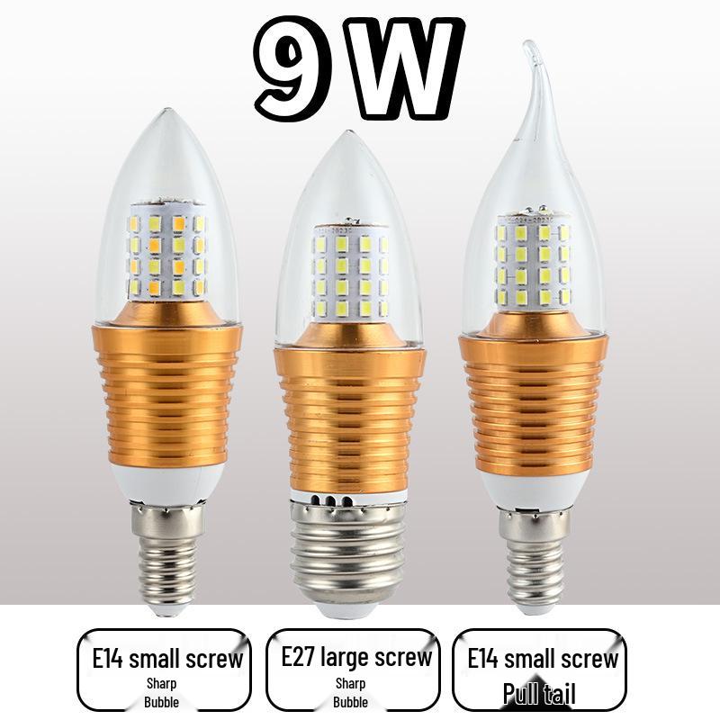 LED Candle Chandelier Bulb Light, E14 Small Screw & E27 Base, Living Room Pointed Bulb