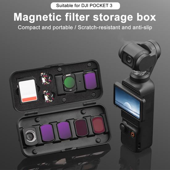Filter Carrying Case for DJI Osmo Pocket 3 Water Dust Resistant Optics Lens ND UV CPL Filter Memory Card Accessories Storage Organizer Box