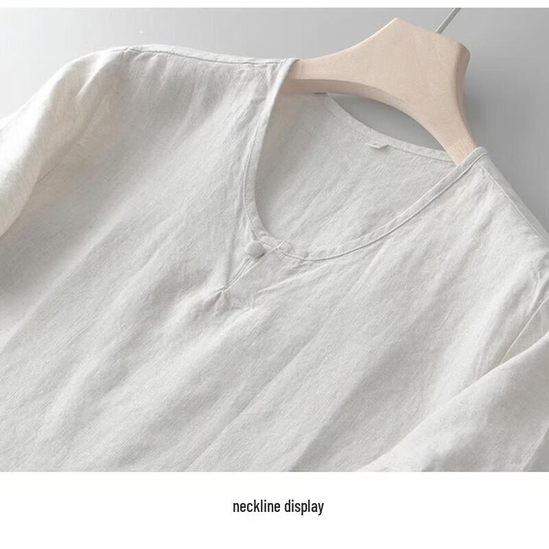 Jinju Men's 100% Linen Henley T-Shirt