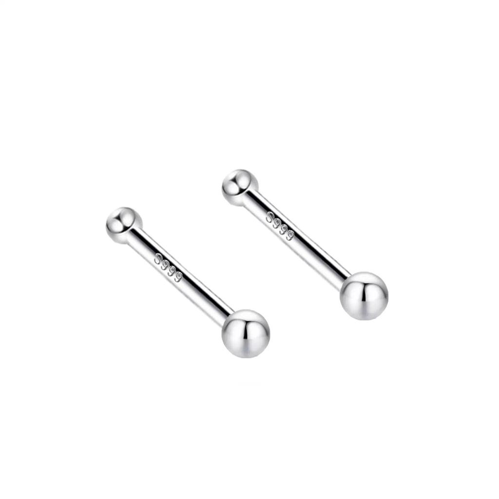 S999 Pure Silver Minimalist Women's Earrings – Small Bean Ear Bone Studs, Anti-Blocking Design for Commuting