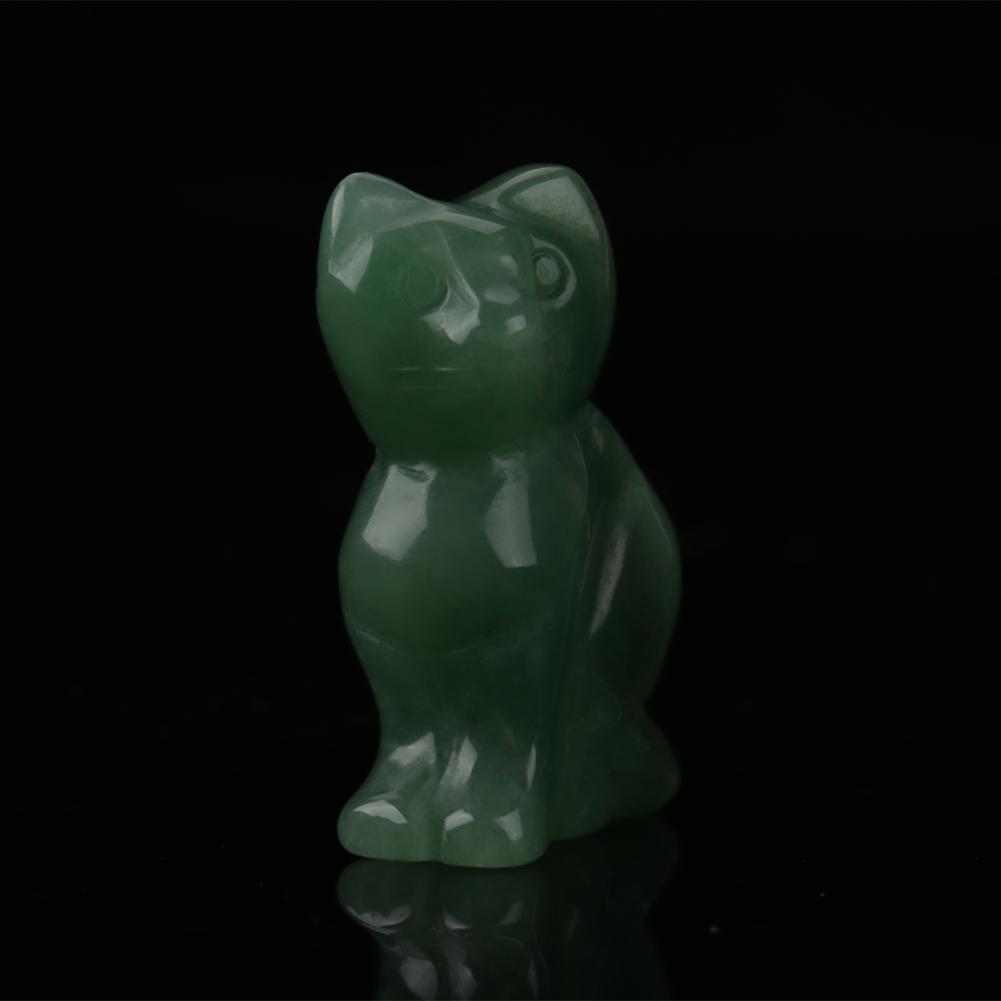 1,5 Zoll bunter natürlicher grüner Aventurin handgemachter Schnitzstein in Form einer Glückskatze
