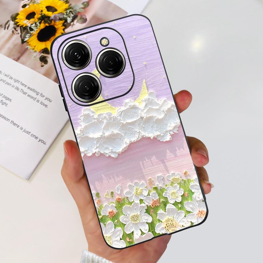 For Tecno Spark 20 Pro Case Liquid Silione Soft TPU Matte Cover Phone Mask On Spark20 20Pro 4G Luxury Pattern Cat Flower Cartoon