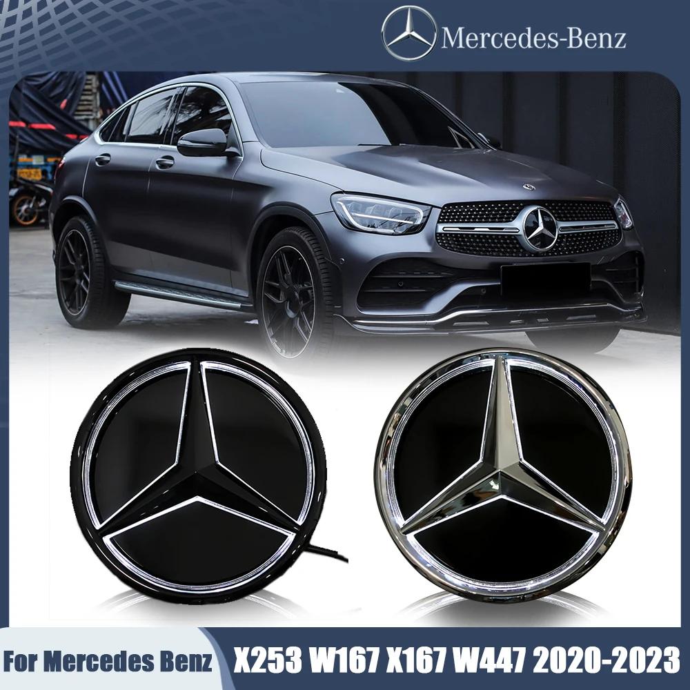 2025 Hot Car Sticker Silver Border Illuminated Star Badge Front Star Emblem Logo White Light For Mercedes Benz X253 W167 X167 W4