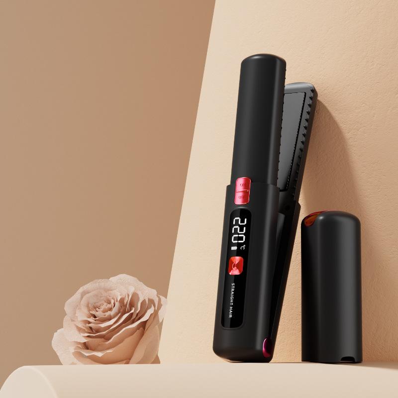 

Wireless Hair Straightener 2 in 1 Ceramic Plates Fast Heating Rechargeable Cordless Styling Tool for Travel Home Use