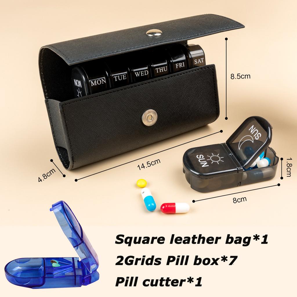 Medicine 14 Compartment Pill Box Storage Box Portable Plastic Container Box 7 Days Weekly Morning And Evening Travel Pill Box