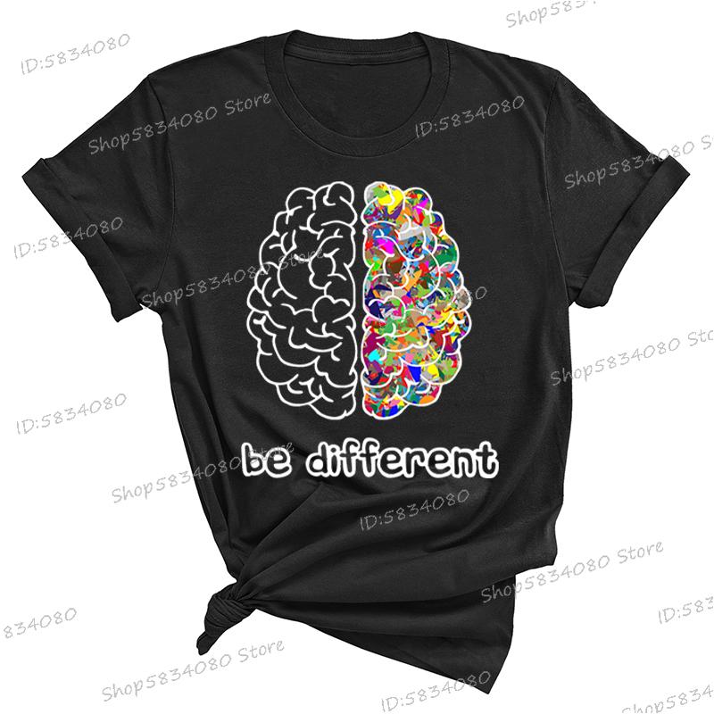 Autism Awareness Day Essential Tshirt Autist Brain Be Different Graphic T Shirts Autism Awareness Crew Neck Short Sleeve Tshirt