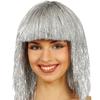 Gold And Silver Rain Silk Synthetic Wig Short Straight Hair with Bangs Fashion Shiny Distinctive Women's Hairpiece
