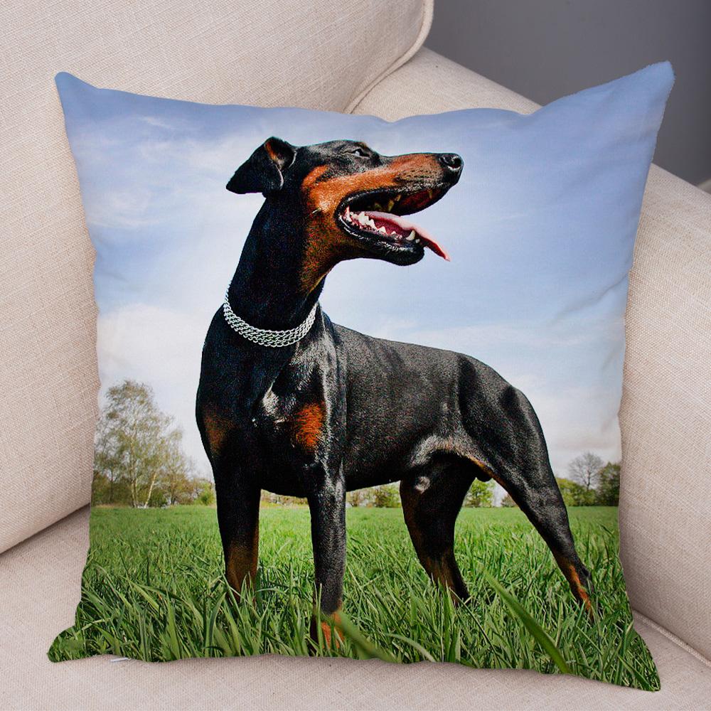 Doberman Pinscher Cushion Cover Both Sided Print Decor Pet Dog Animal Pillow Case for Car Sofa Home Soft Plush Throw Pillowcase
