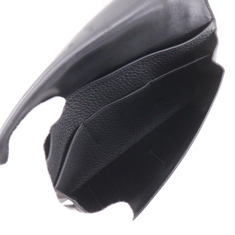 HERMES Dogon Duo Purse black Togo unisex Used