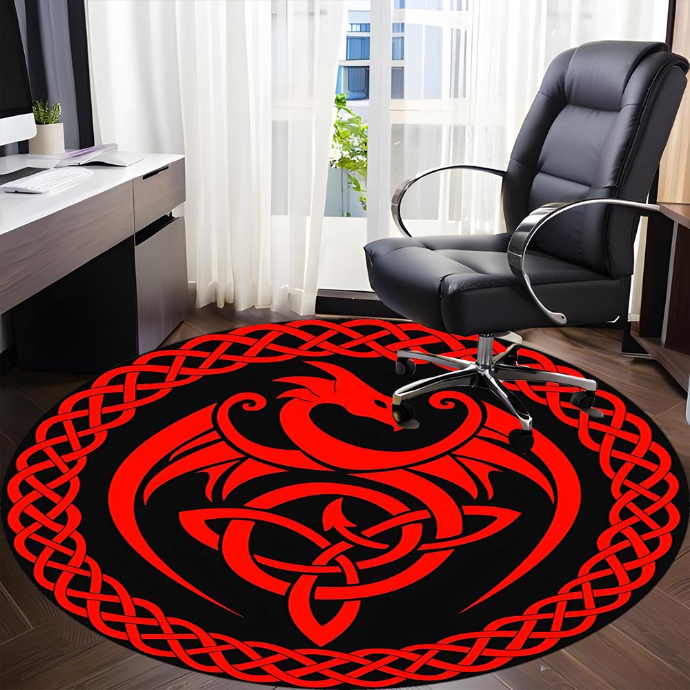 1pc Celtic Dragon Office Round Area Rug, Under Office Chairs Bedroom Living Room Home Decor, Room Deco, Available in Various Sizes