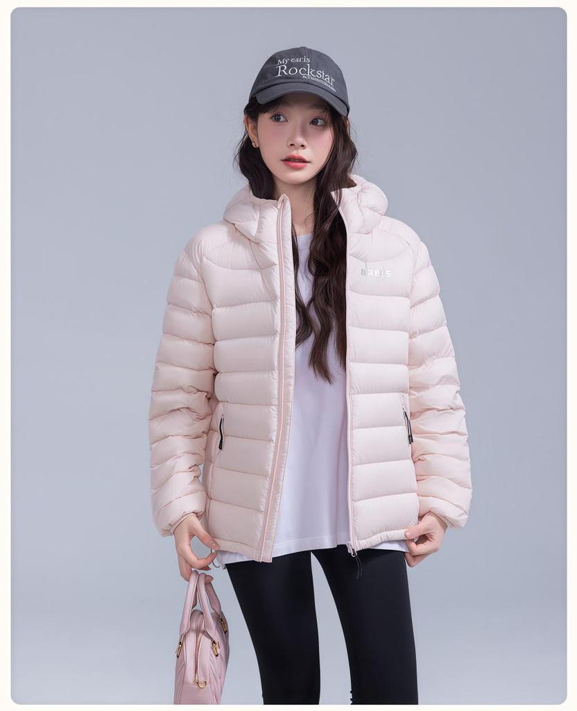 2025 Women's Lightweight Ribbed Down Jacket - Three-Proof, 90% White Duck Down, Winter Outerwear