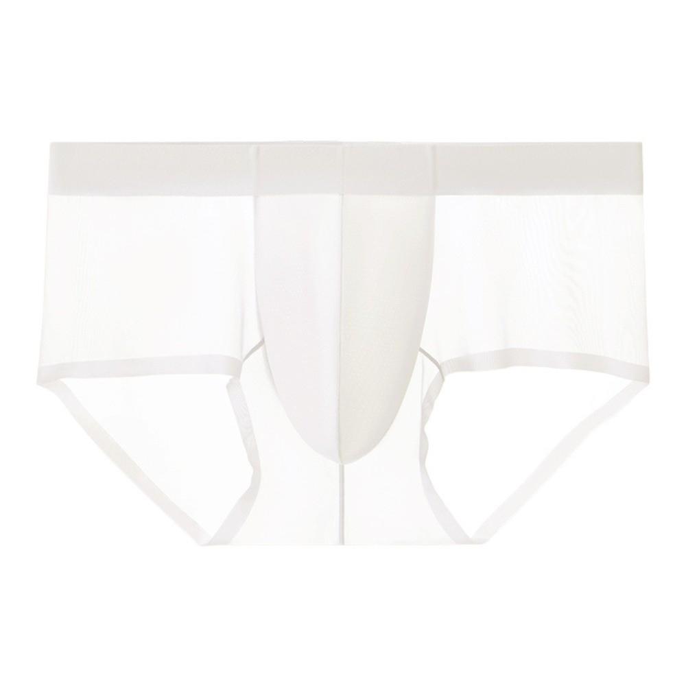 Underpants Summer Thin Briefs Men L-3XL Large Size with Crotch Cloth Ice Silk Boxers Panties Breathable Quick Dry