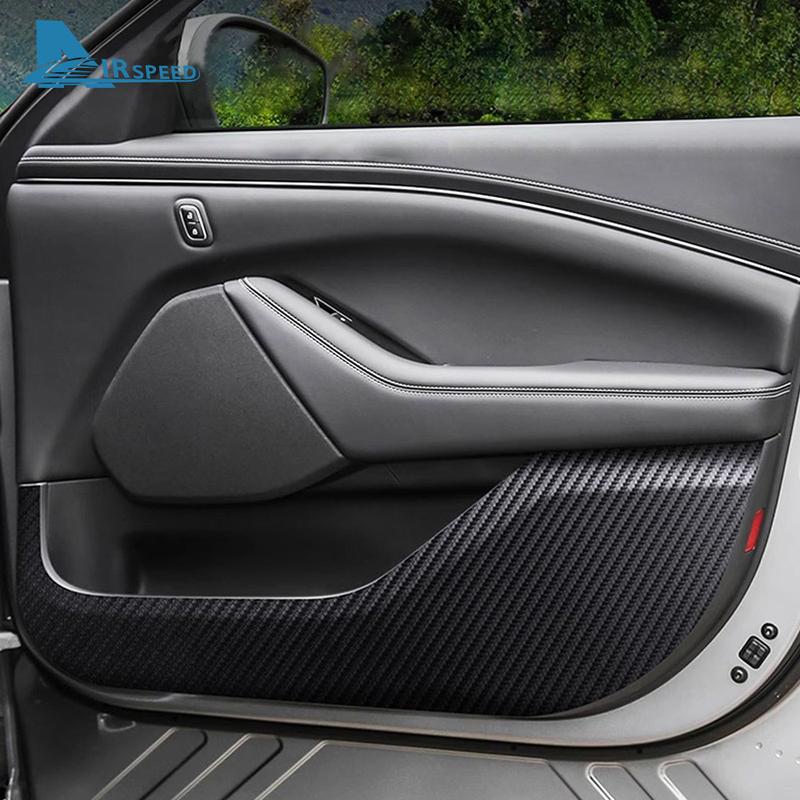 Door Anti-kick Pad for Ford Mustang Mach-E    2024 2025 LHD RHD Car Leather Carbon Mat Interior Trim Accessories