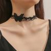 3 Pcs Black Lace Butterfly Choker Necklace Punk Clavicle Chain Necklace Adjustable Collar Chain Statement Jewelry