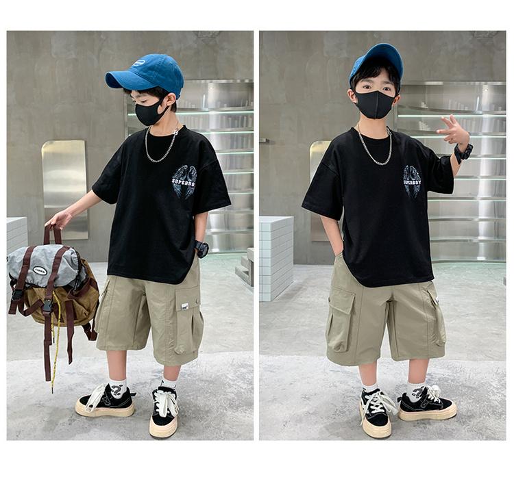 Boys' Summer Short sleeved T-shirt Set 2026 New Summer Mid to Large sized Children's Boys' Summer Style Trendy Brand Wings