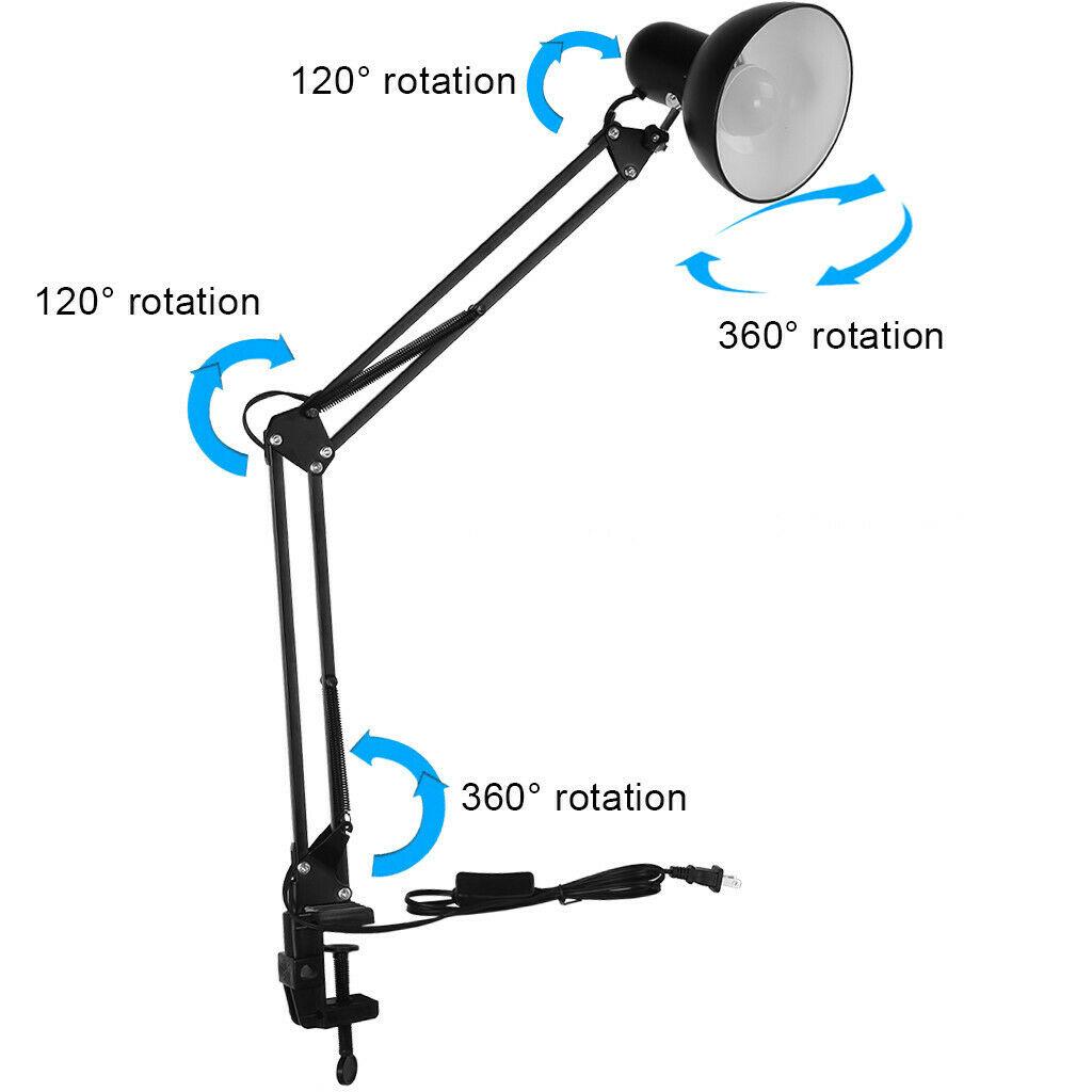Adjustable Clip Table Light Reading Task Lamp LED Bulb Office Lighting Desk Lamp Clip On Light Eye Protection Bedroom Table Lamp