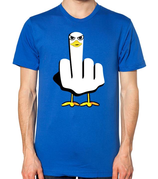 Duck Middle Finger T-Shirt Funny Graphic Vintage Mens Womens Unisex New Tee Top 2XL