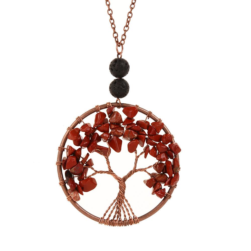 Natural Stone Crystal, Aromatherapy Volcanic Stone Pure Hand-Wound Gravel Tree Root Life Tree Necklace N14