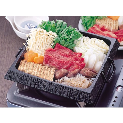Iwachu Sukiyaki Pot, Large, Black Finish, 24x24cm, Induction Compatible, Nanbu Ironware, 20027