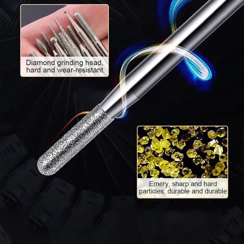 30pcs 2.35/3mm Diamond Grinding Head Shank Fits Dremel Rotary Tools with Case Diamond Grinding Polishing Burr Set