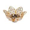 Lâmpada de óleo de cristal decorativa de latão, conjunto de 2 formas de lótus Akhand Diya, cristal de diamante Deepak para Puja e decoração de casa