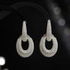 High-End Women's Zirconia-Inlaid S925 Silver Geometric Hoop Dangle Earrings