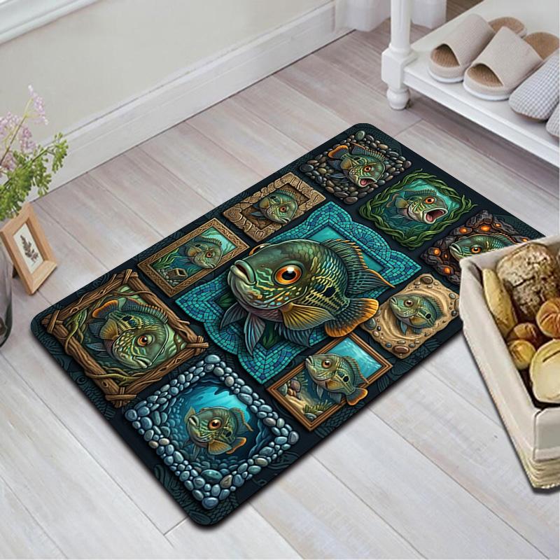 Aquatic Fish Art Pattern Rug Floor Mat for Living Room or Bedroom Soft and Comfortable Carpet a Gift for Birthday and Holiday.