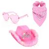 LED Cowboyhut Bandanas & Sonnenbrille Kostümset Damen Rosa Kappe Musikfestival Verkleidungshut Junggesellinnenparty Requisiten