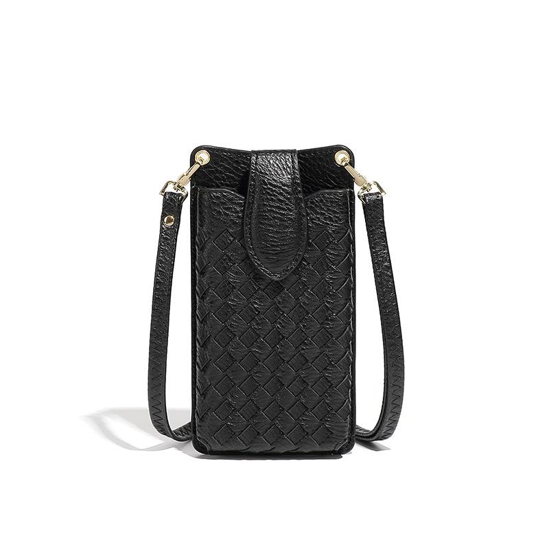 Fashionable Hand-woven Bag, Solid Color Compact Card Bag, Mobile Phone Bag, Trendy and Versatile, Single-shoulder Cross-over Mini Women's Bag