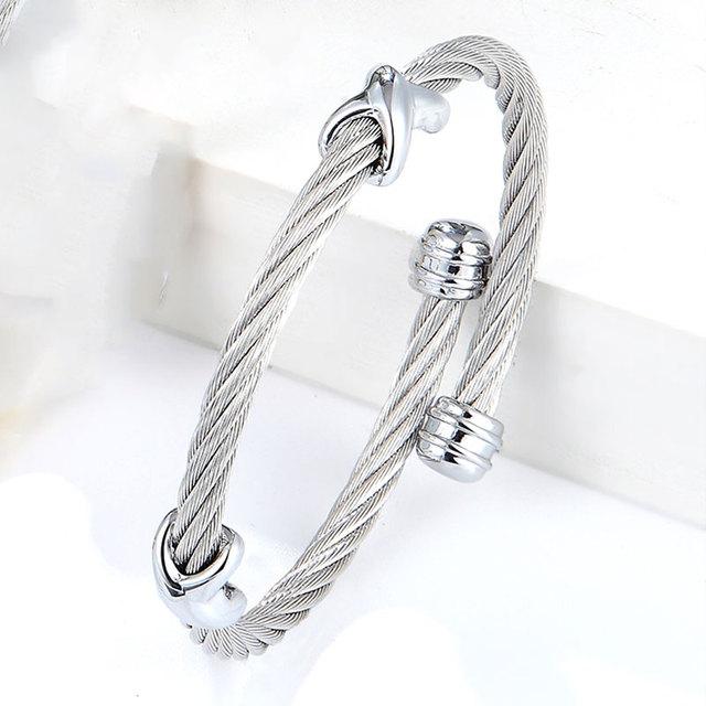 

Продажа ювелирных изделий из нержавеющей стали, классический браслет с крестовой пряжкой из витой проволоки для женщин, браслет для влюбленных вечеринок