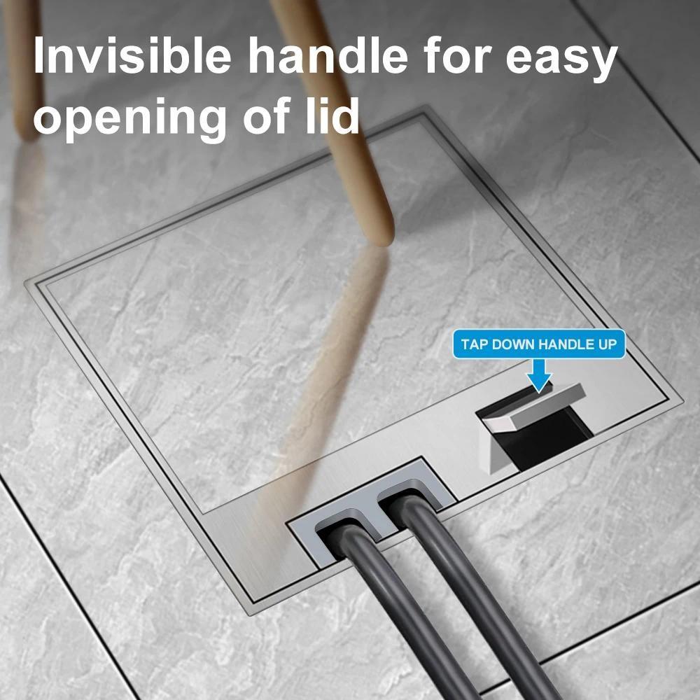 130*130mm Embedded Version Floor Socket Replaceable Module Power Socket Stainless Steel Hidden Power Adapter