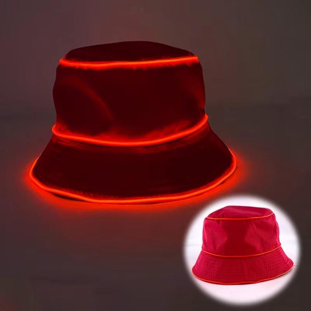 EL Wire LED Bucket Hat Flashing Modes Glowing Light Cap Fashion Flashing Glow Hat  Birthday Party