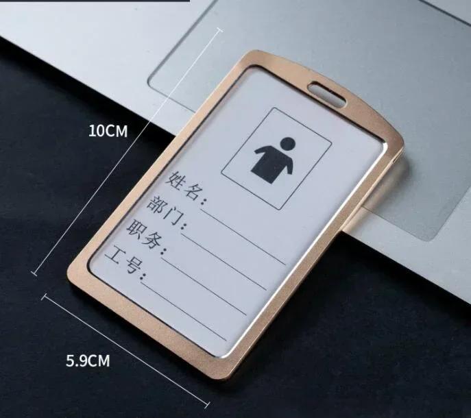 Credit Card Cover Women Aluminum Alloy Work Name Card Holders Case Business Work Card ID Badge Lanyard Holder Metal Bags