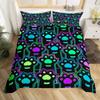 Dog Paw Print Duvet Cover Watercolor Gradient Puppy Footprints Comforter Cover with 2 Pillowcases,Funny Pets Animal Quilt Cover