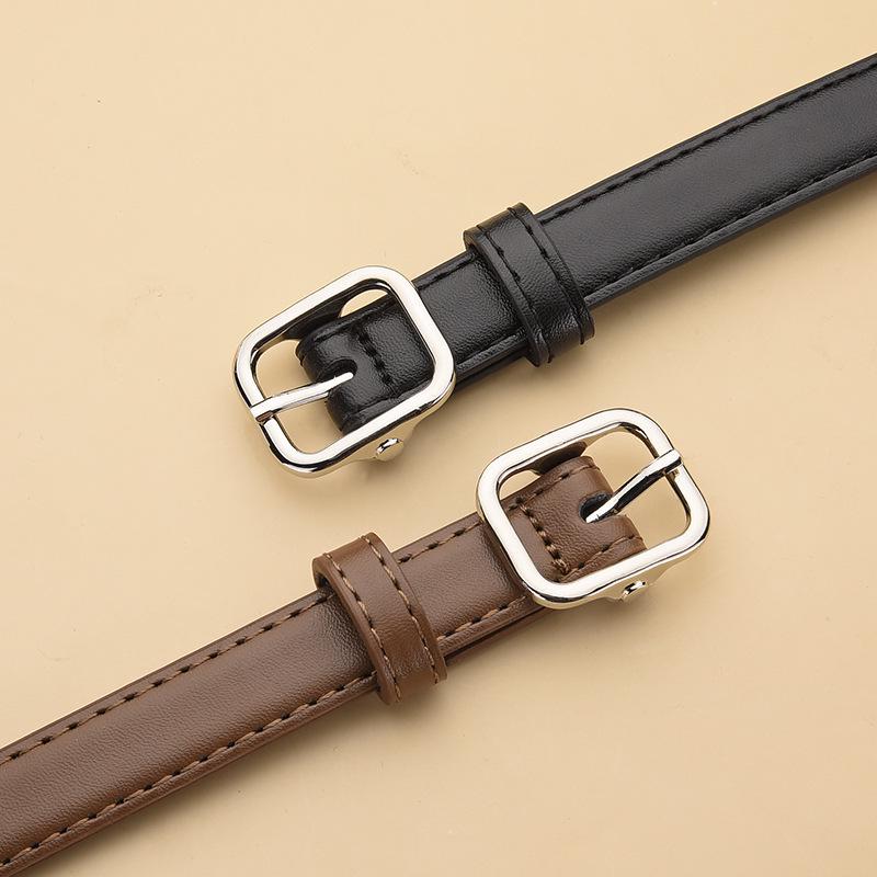 Women's High-End Leather Belt with Alloy Buckle - Versatile, Fashionable, Thin Waist Design