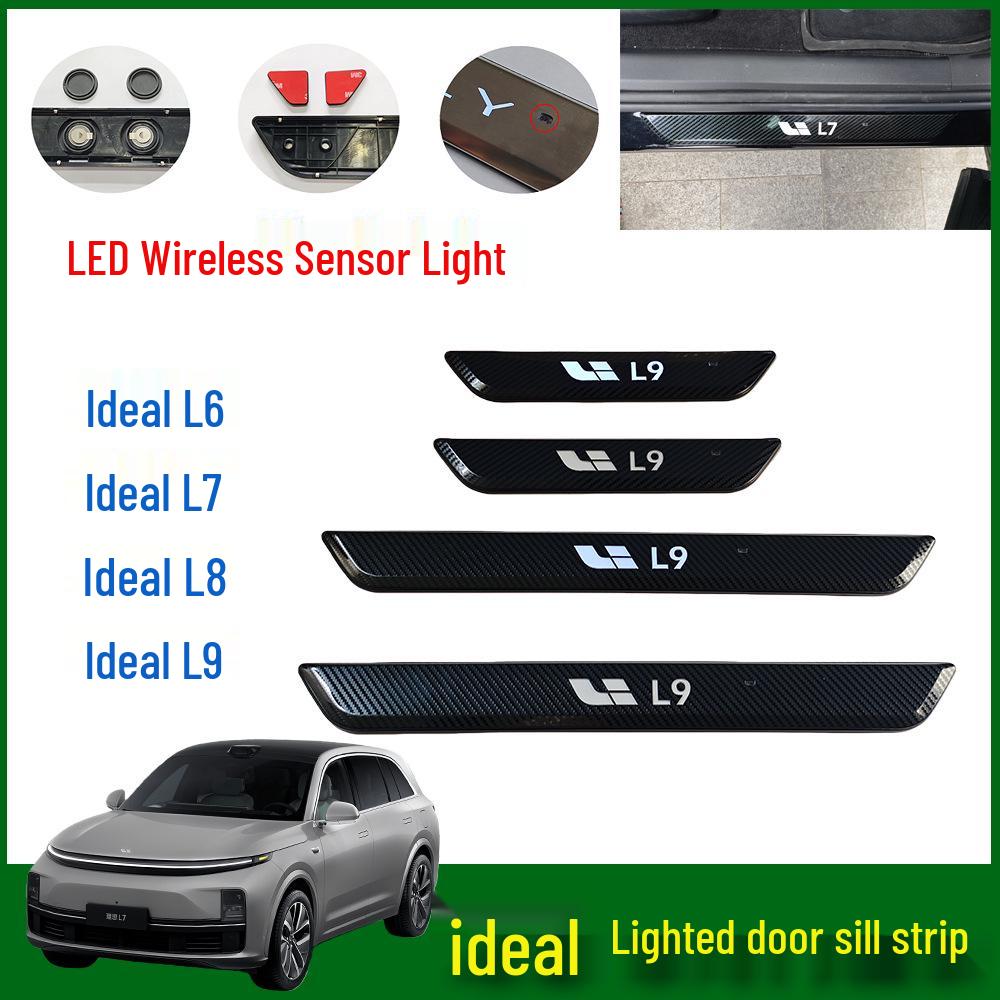 

LED Wireless Induction Welcome Pedal Door Sill Light for Ideal L6-L9 L7 Black Brushed Style 4 Doors